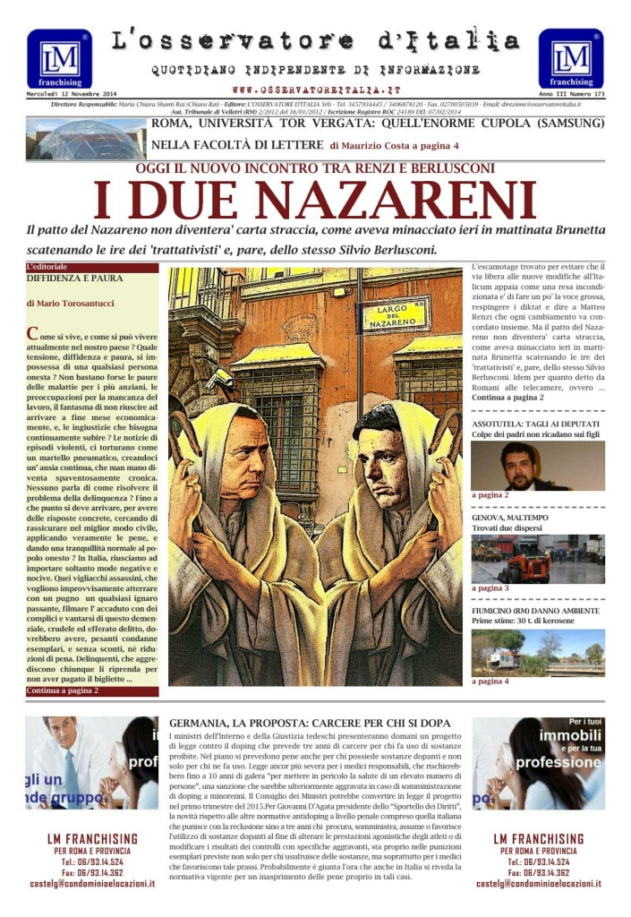 L'osservatore d'Italia edizione del 12 Novembre 2014